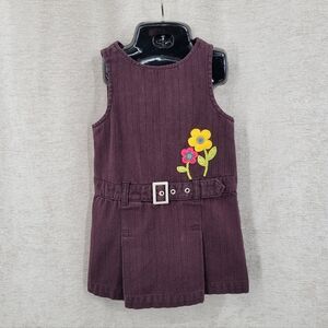 Sprockets Vintage Purple Sleeveless Dress Floral Embroidery Mod Girls Toddler 3T